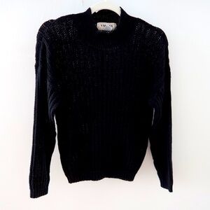 VINTAGE VIA MAX EVERYWEAR Black Mockneck Crochet Sweater